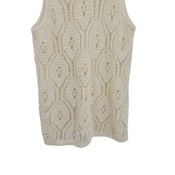 Gap Open Knit Tunic Tank Coverup Top XL Vanilla See Through Non Itch Beach Boho - Picture 10 of 13